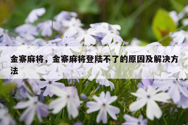 金寨麻将，金寨麻将登陆不了的原因及解决方法