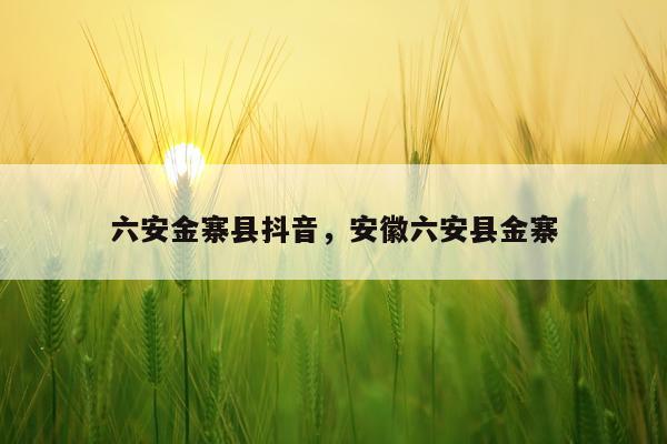 六安金寨县抖音，安徽六安县金寨