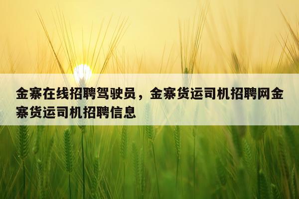 金寨在线招聘驾驶员，金寨货运司机招聘网金寨货运司机招聘信息