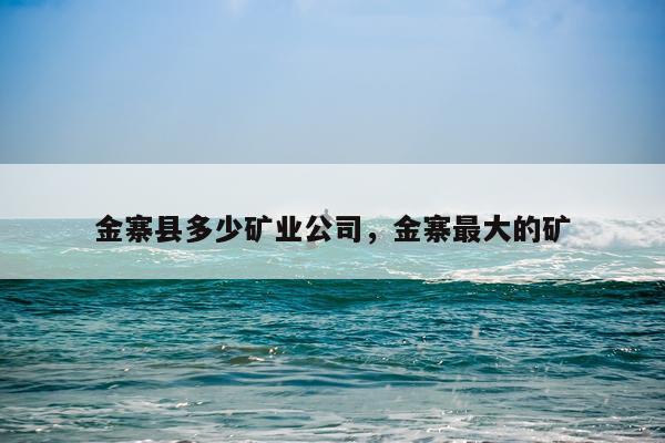 金寨县多少矿业公司，金寨最大的矿