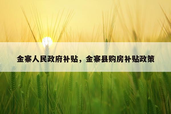 金寨人民政府补贴，金寨县购房补贴政策
