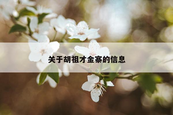 关于胡祖才金寨的信息